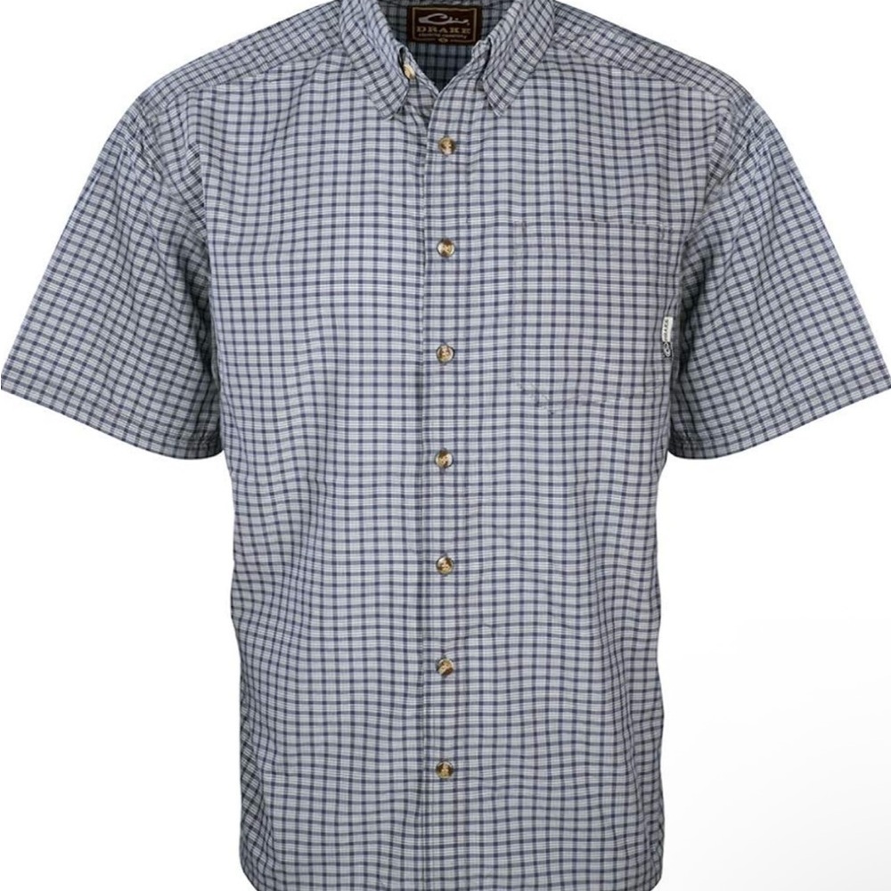 Drake Waterfowl Men’s Featherlite Plaid Short Sleeve Button Down T-Shirt